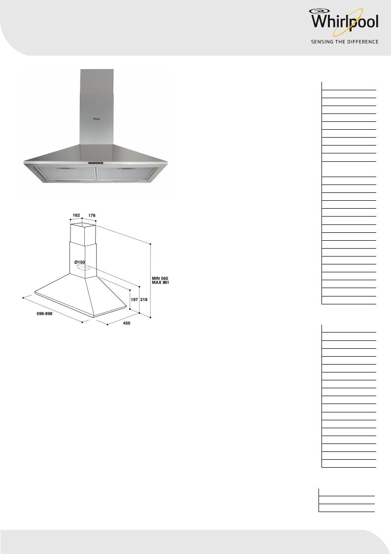 Whirlpool AKR 019/IX PRODUCT INFORMATION