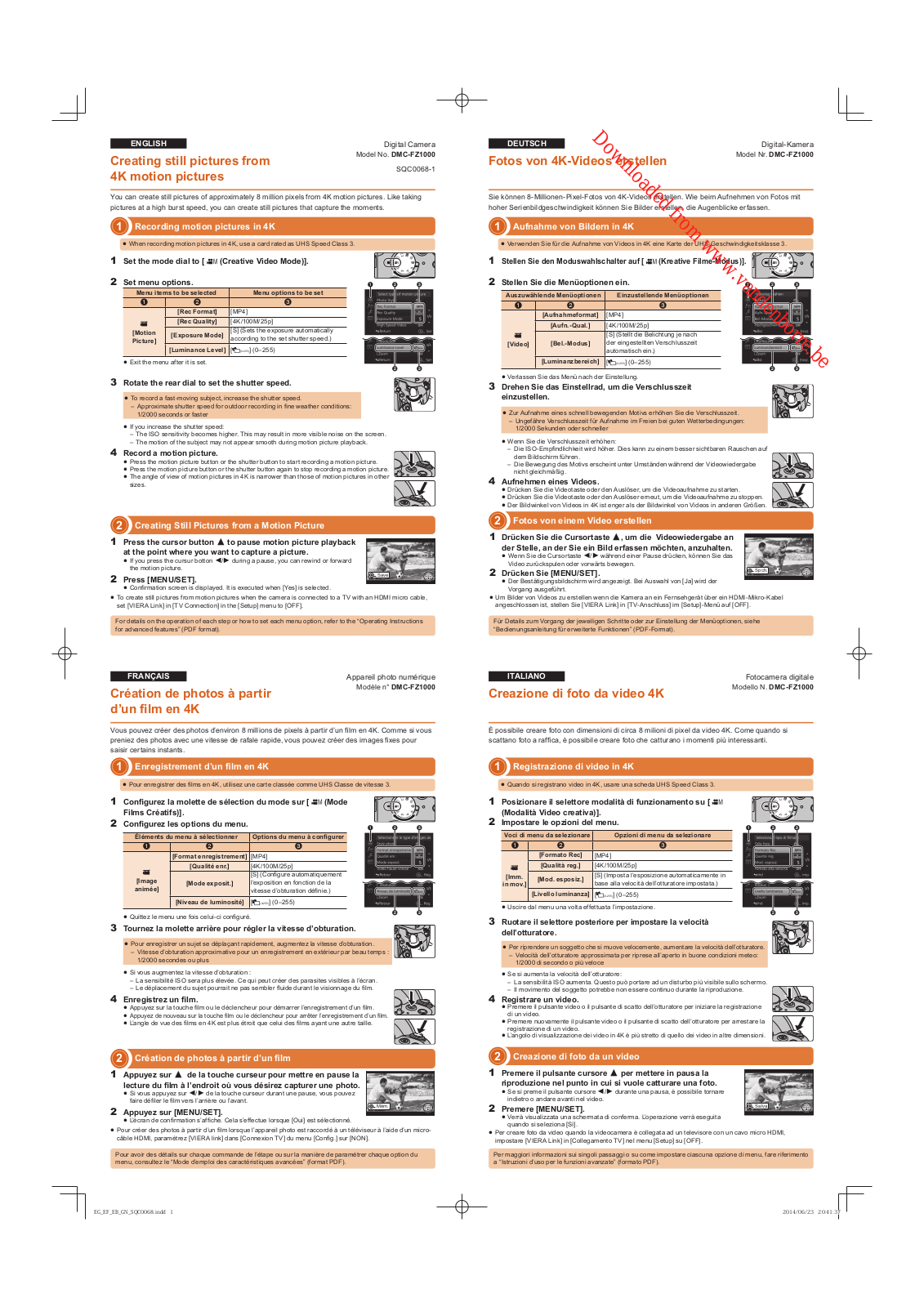 PANASONIC DMC-FZ1000 EF User Manual