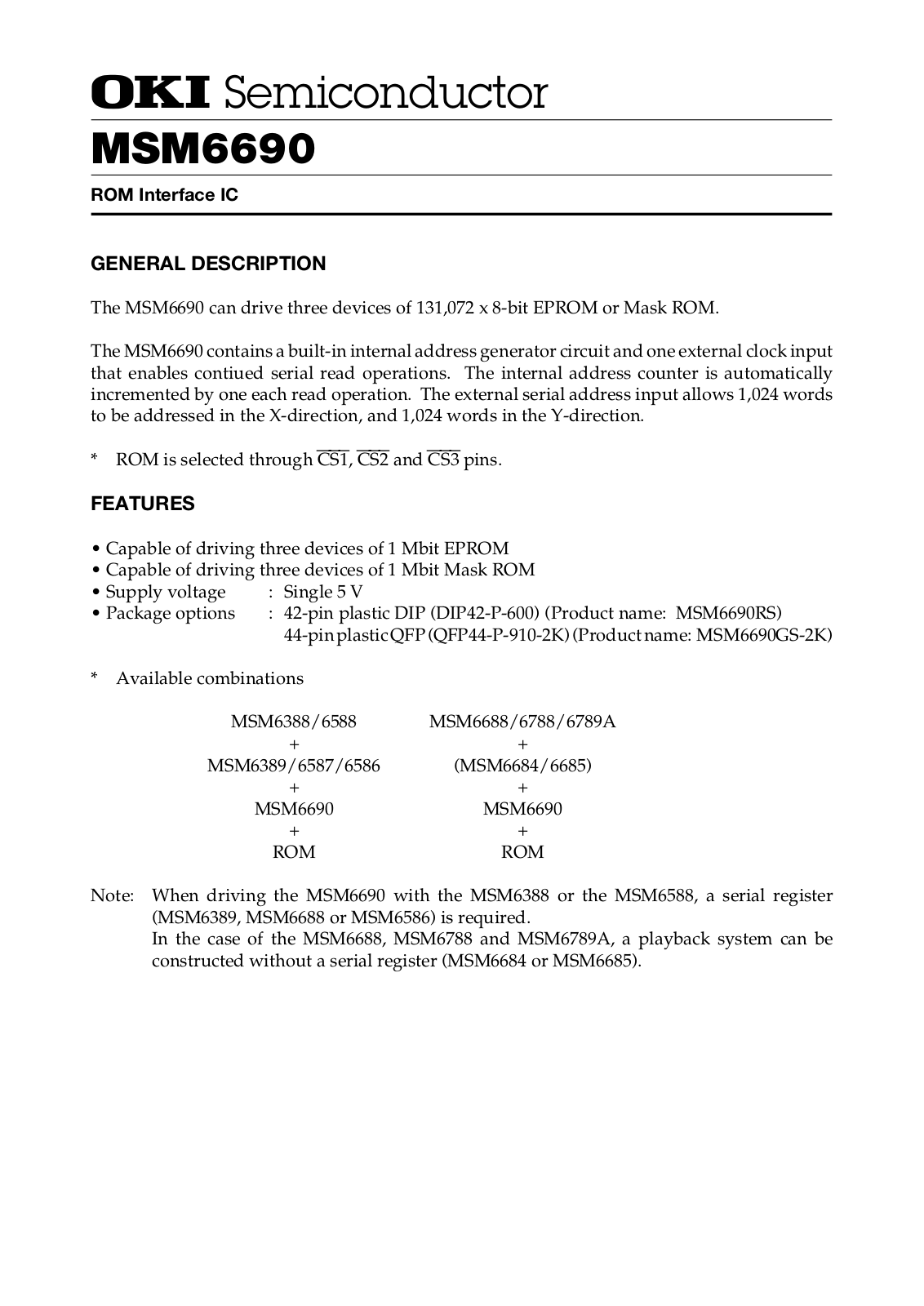 OKI MSM6690GS-2K, MSM6690RS Datasheet