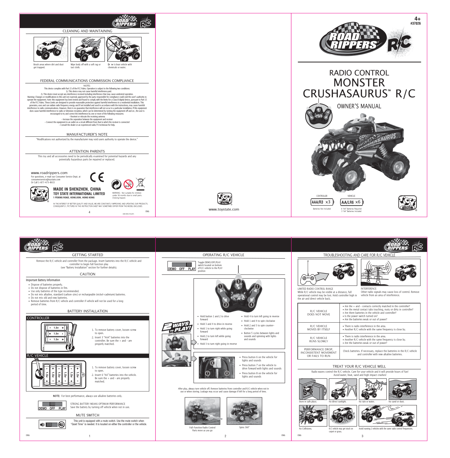 Toy State 37026F27 User Manual