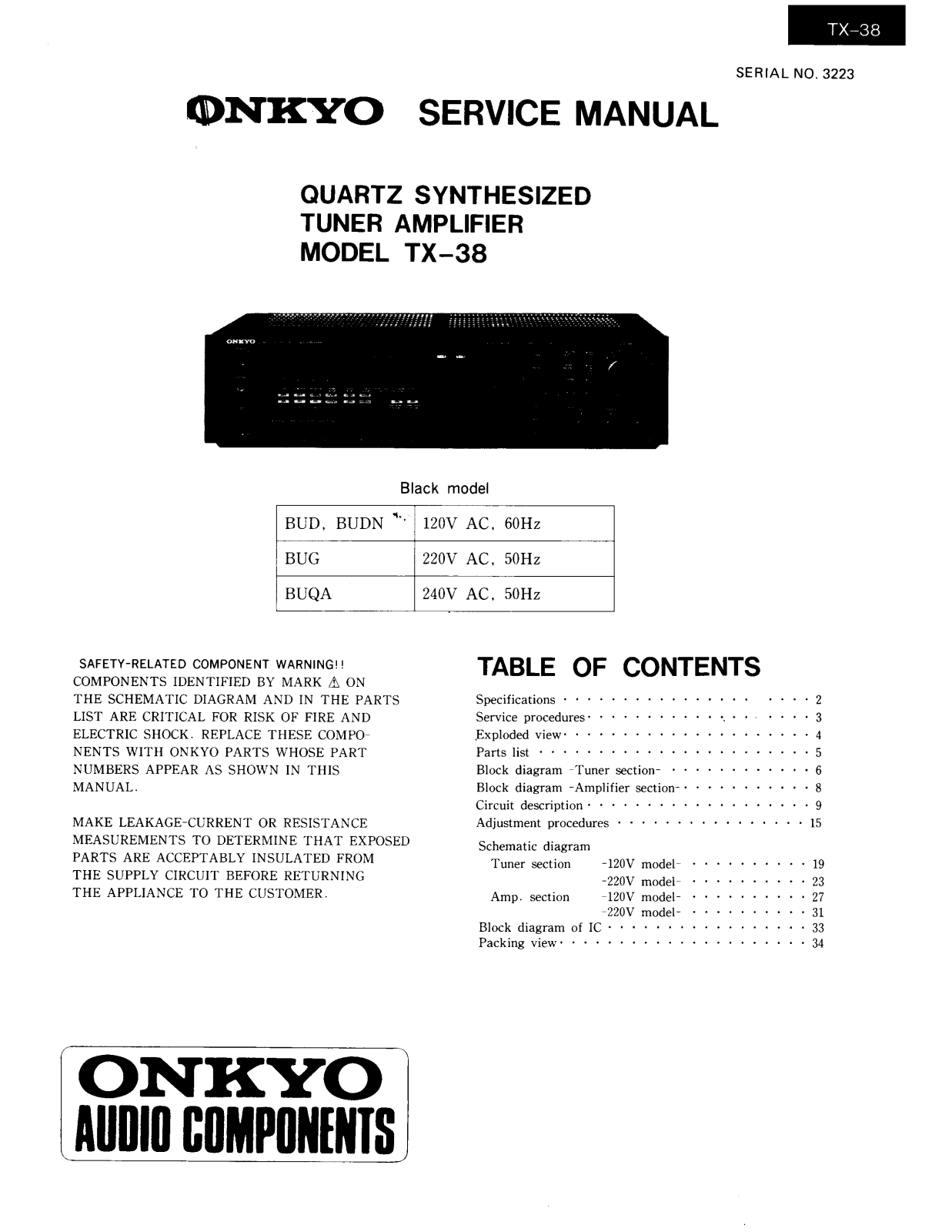 Onkyo TX-37-B Service manual