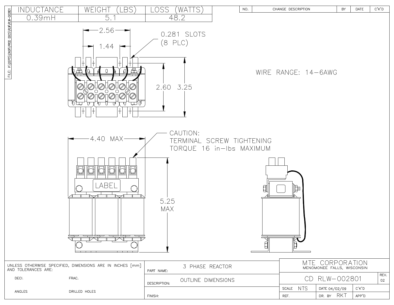 MTE RLW-002801 CAD Drawings