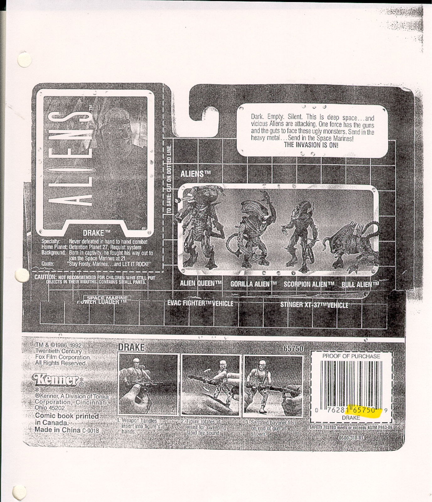 HASBRO Aliens Drake User Manual