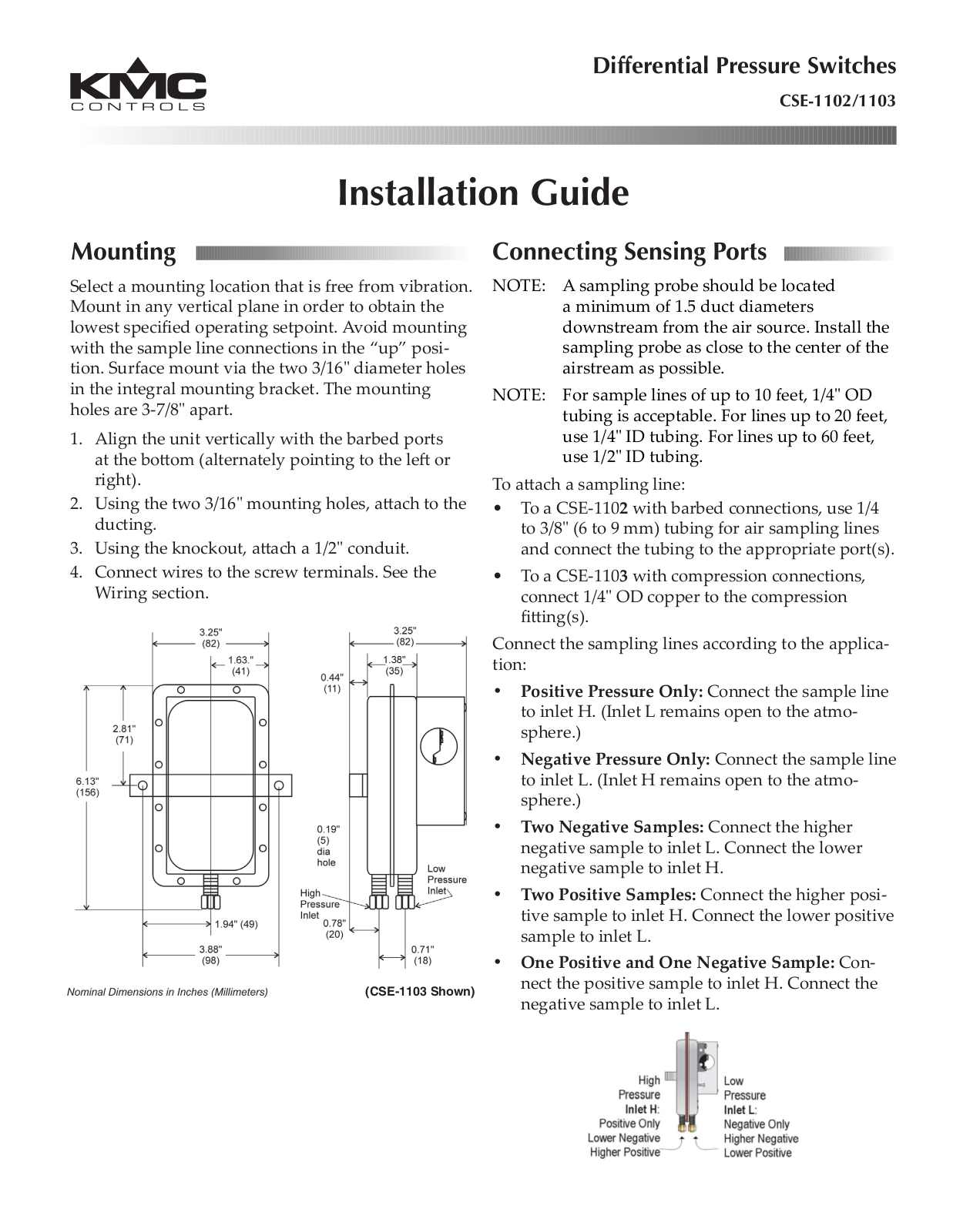 KMC Controls CSE-1103 User Manual