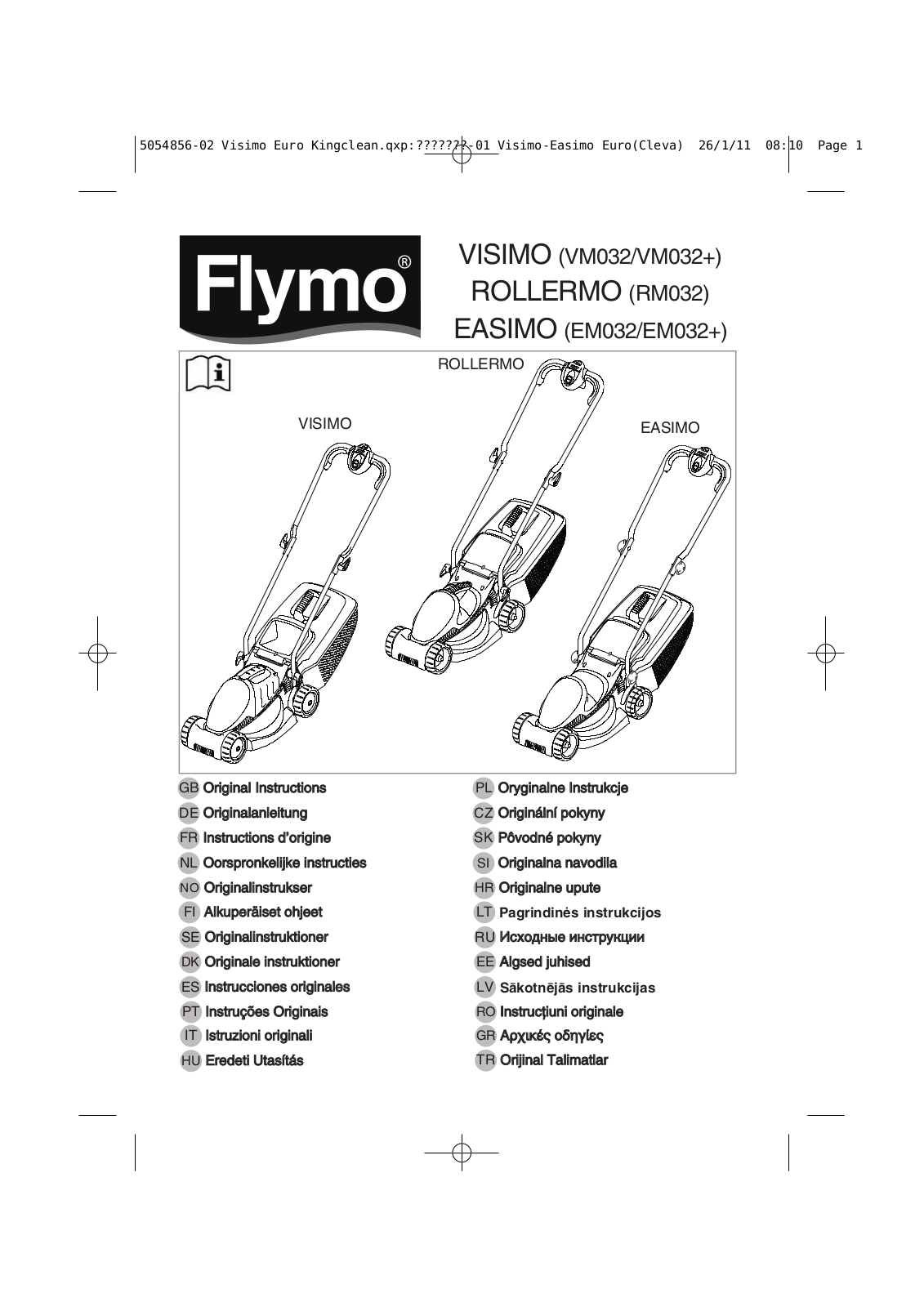 FLYMO EASIMO, ROLLERMO, VISIMO User Manual