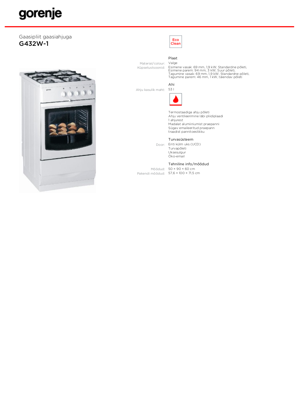 Gorenje G432W-1 BROCHURE