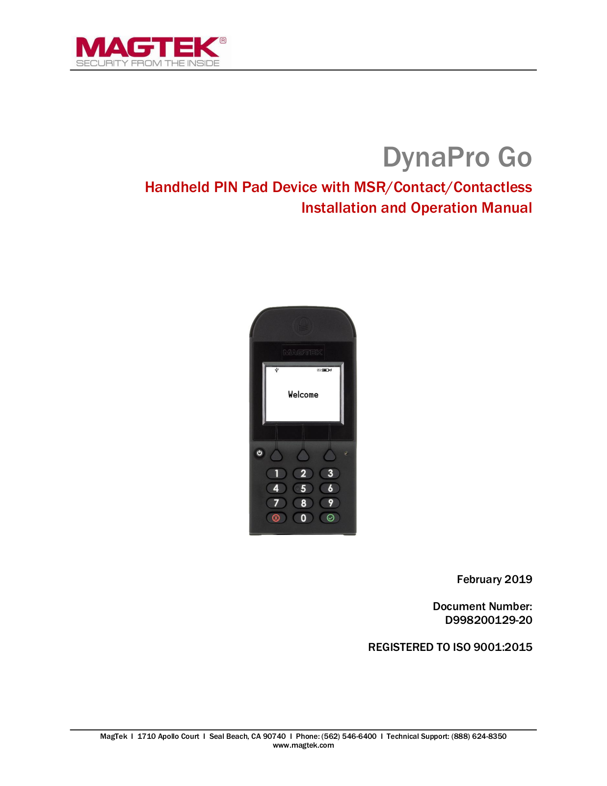 Magtek DynaPro Go Installation And Operation Manual