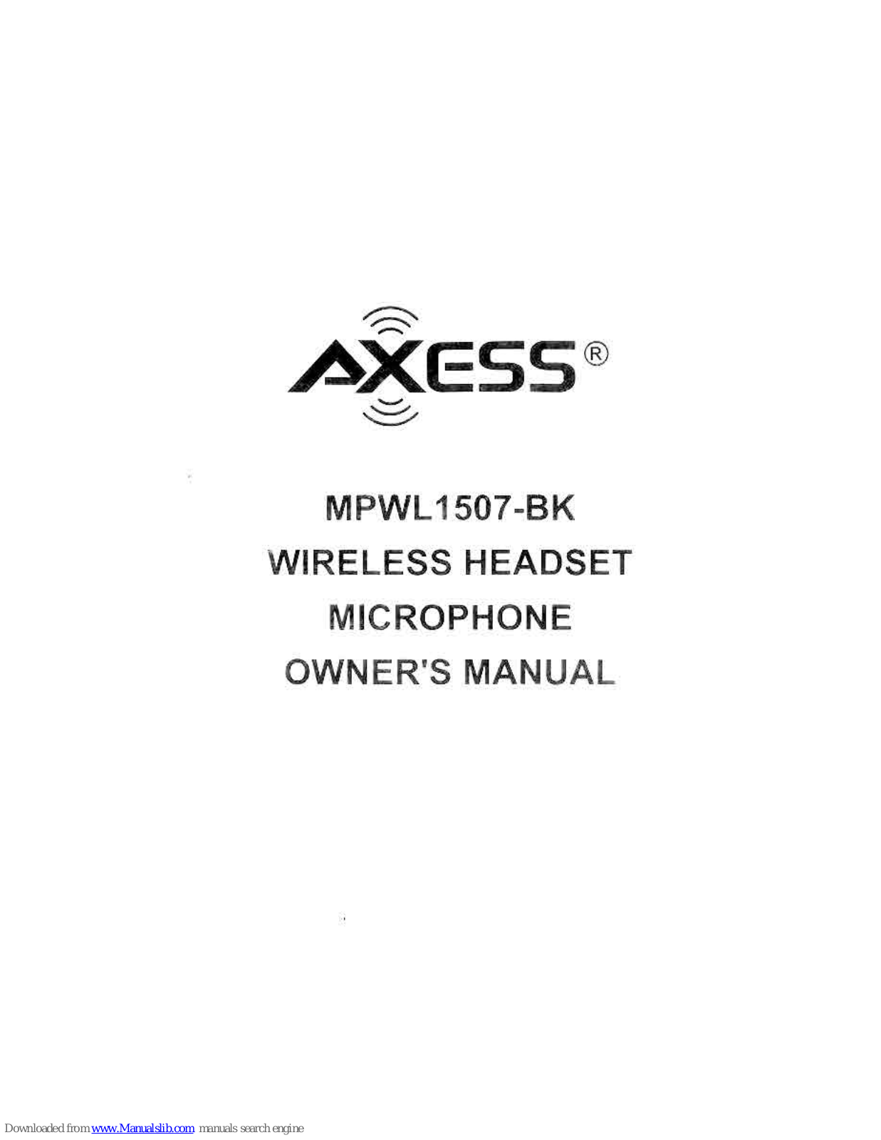 Axess MPWL 1507-BK Owner's Manual