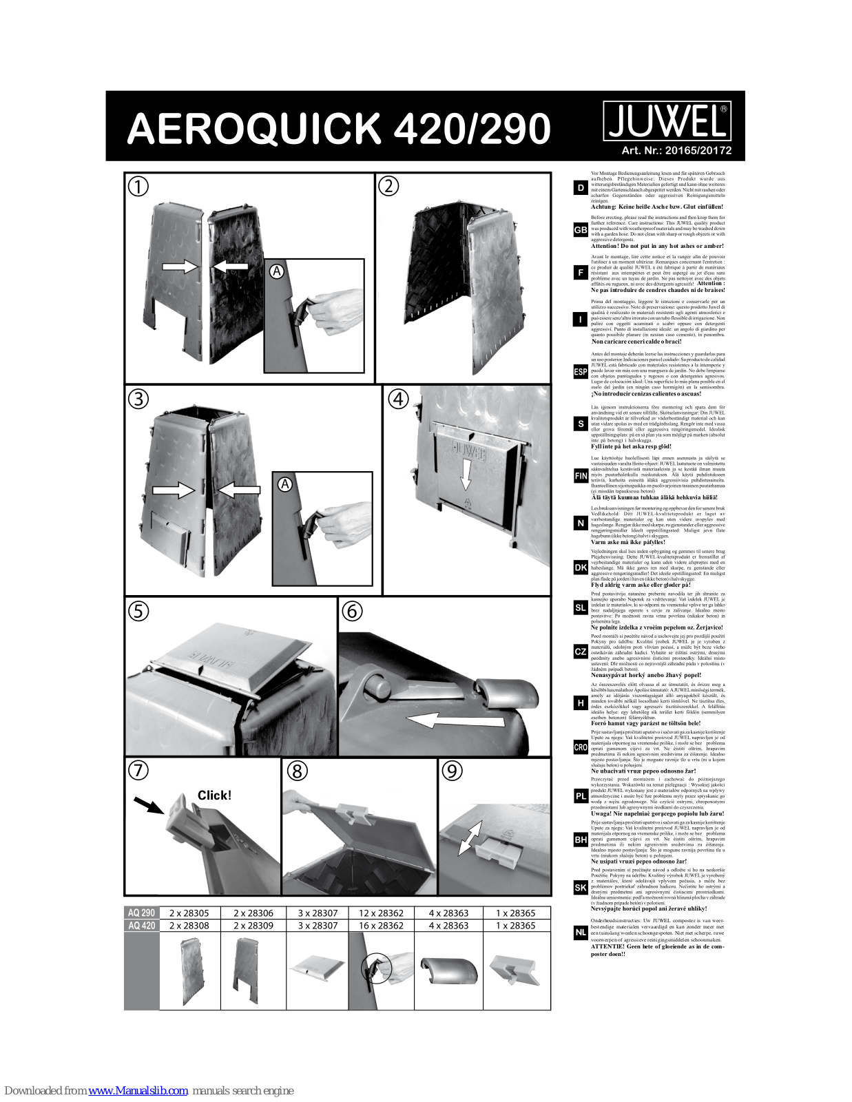 juwel AEROQUICK 420, AEROQUICK 290, 20172, 20165 User Manual