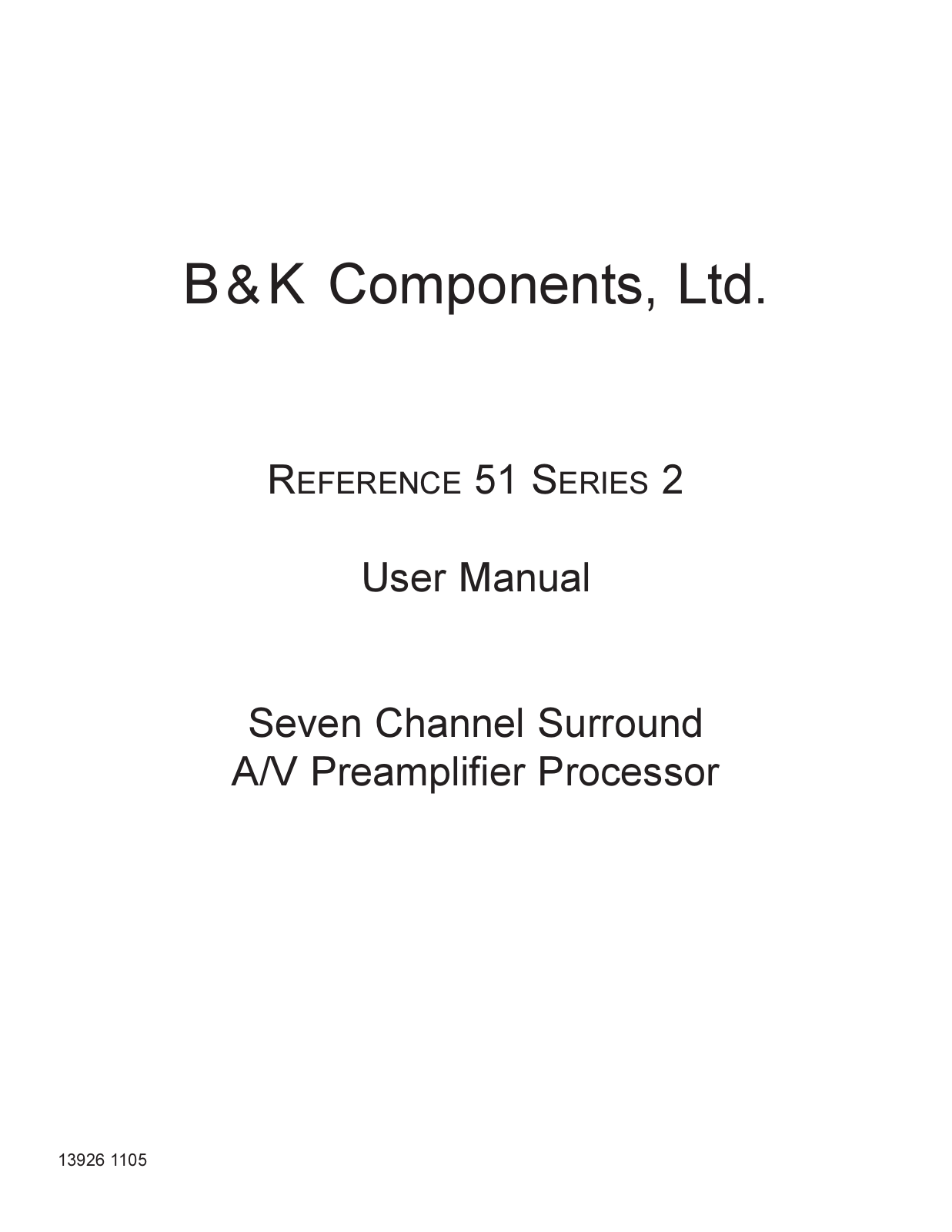 B&K REFERENCE 51 User Manual