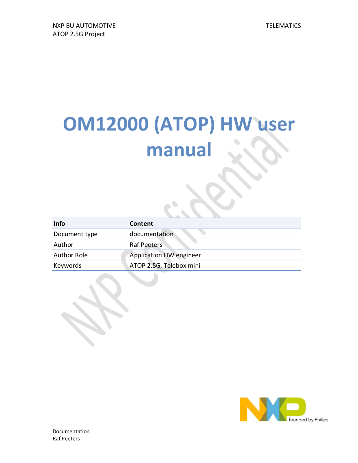 NXP Semiconductors OM12000 User Manual