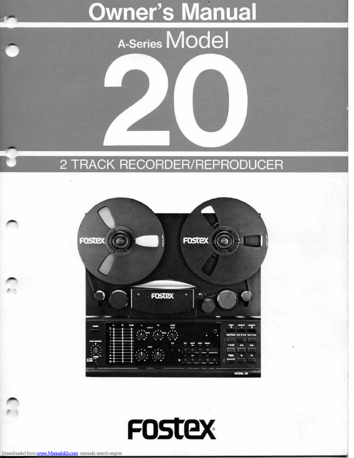 Fostex M20, Model 20 Owner's Manual