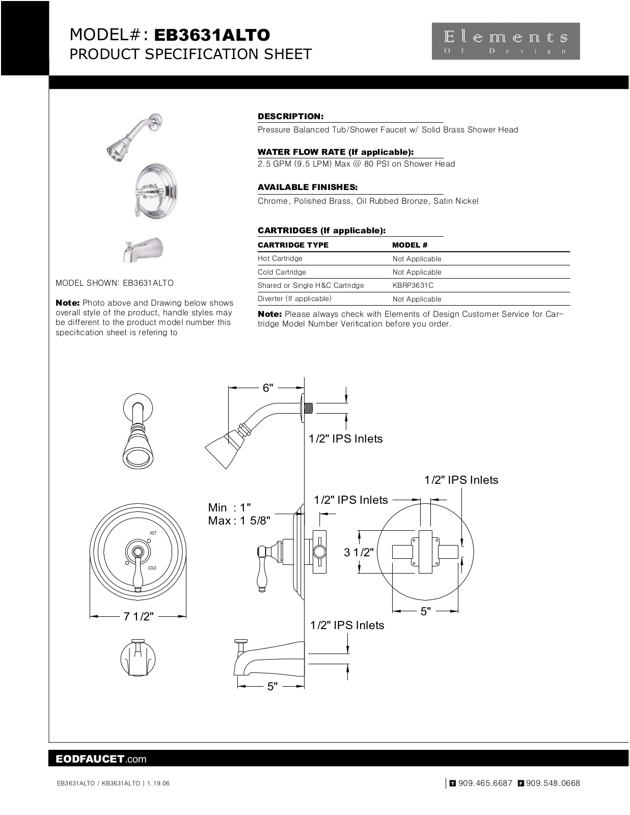 Elements of Design EDE1655 Dimensions - ManualMachine.com