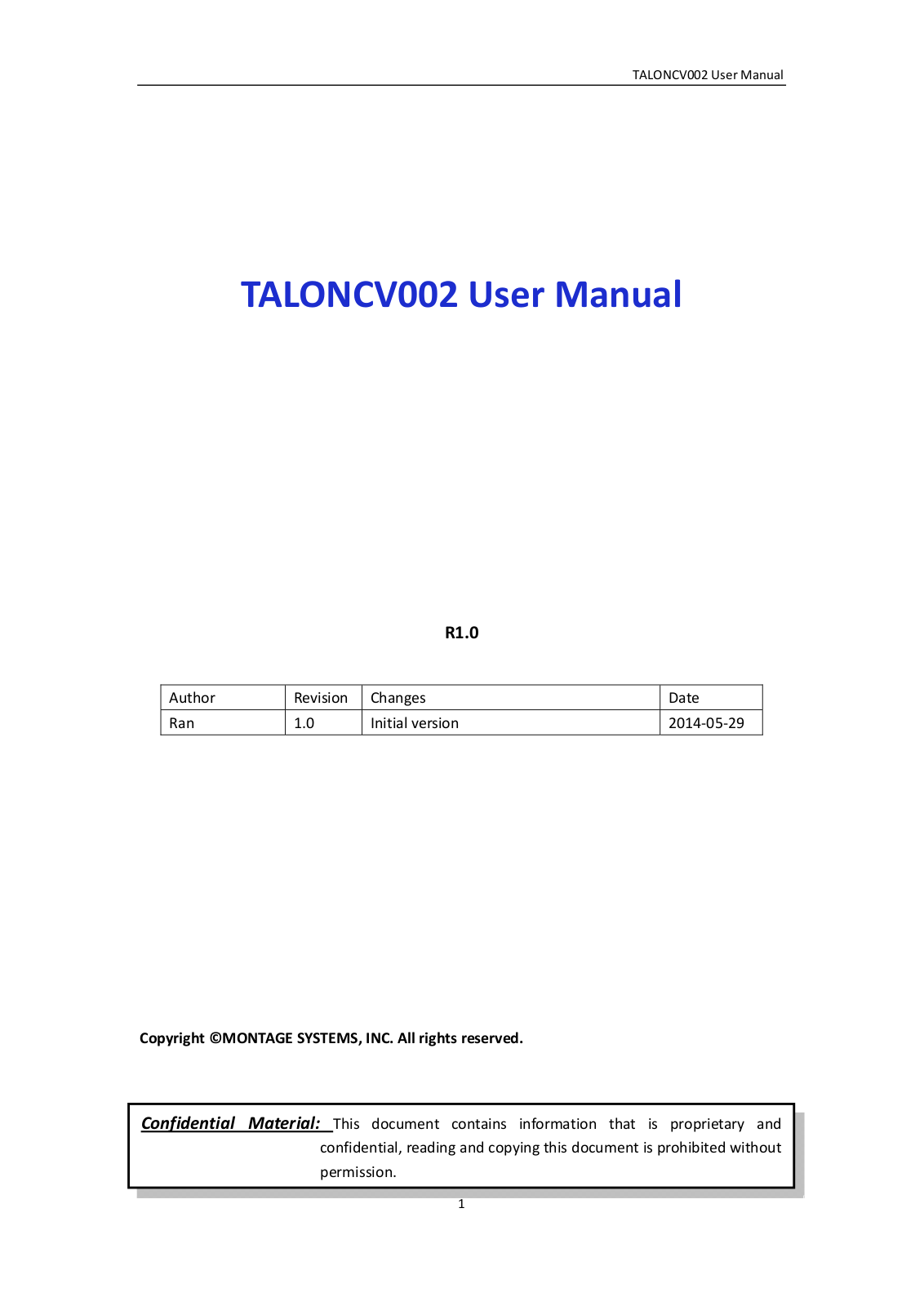 M Labs Technologies TALONCV002 User Manual