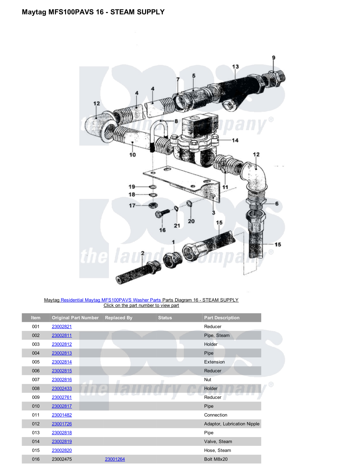 Maytag MFS100PAVS Parts Diagram