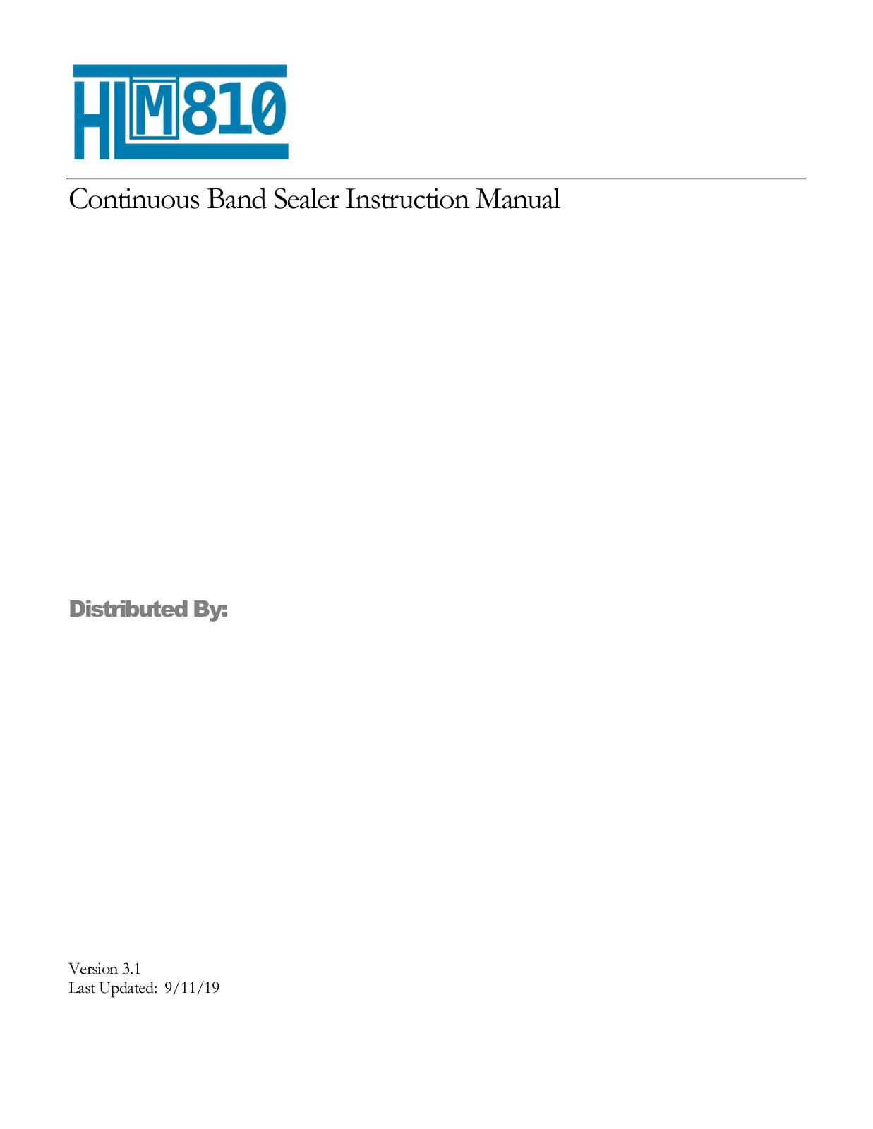 Sealer Sales HL-M810, HL-M810II User Manual