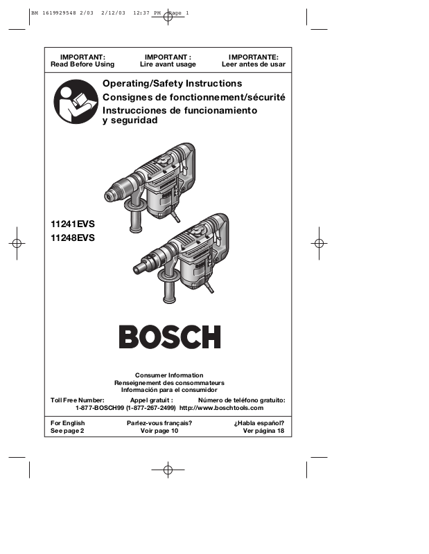 Bosch 11241EVS, 11248EVS User Manual
