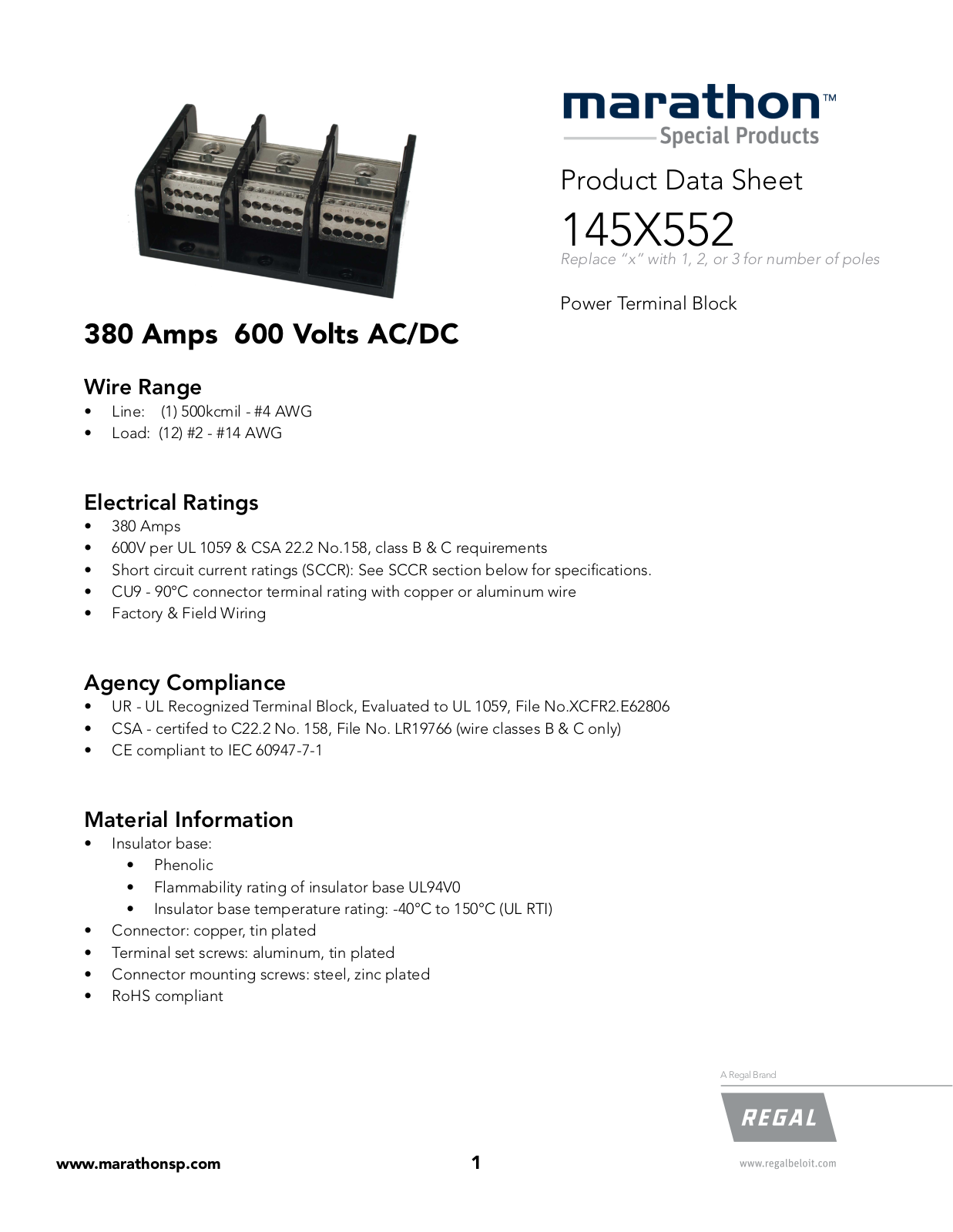 Marathon Special Products 145X552 Data Sheet