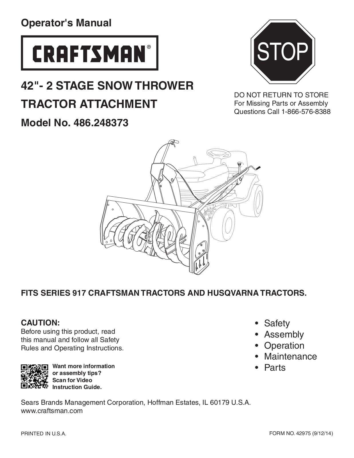 Craftsman 486.248373 Owner's Manual