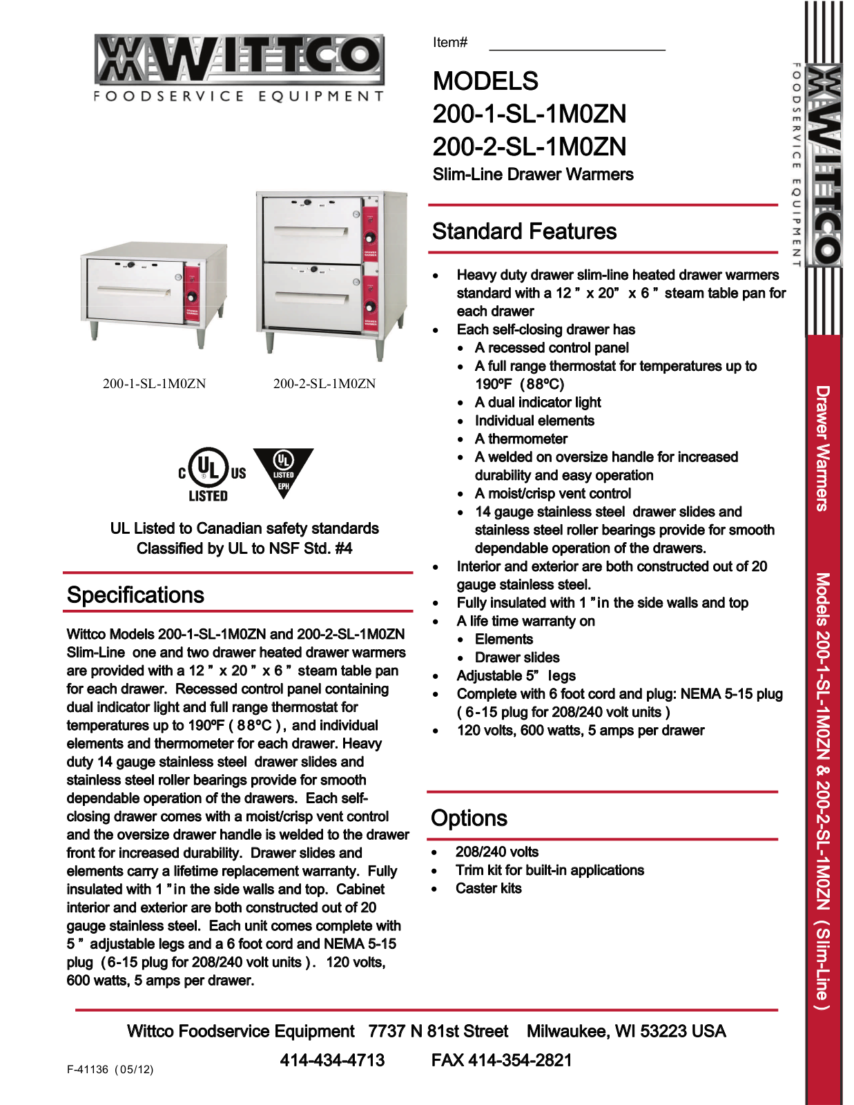 Wittco 200-1-SL-1M0ZN, 200-2-SL-1M0ZN User Manual