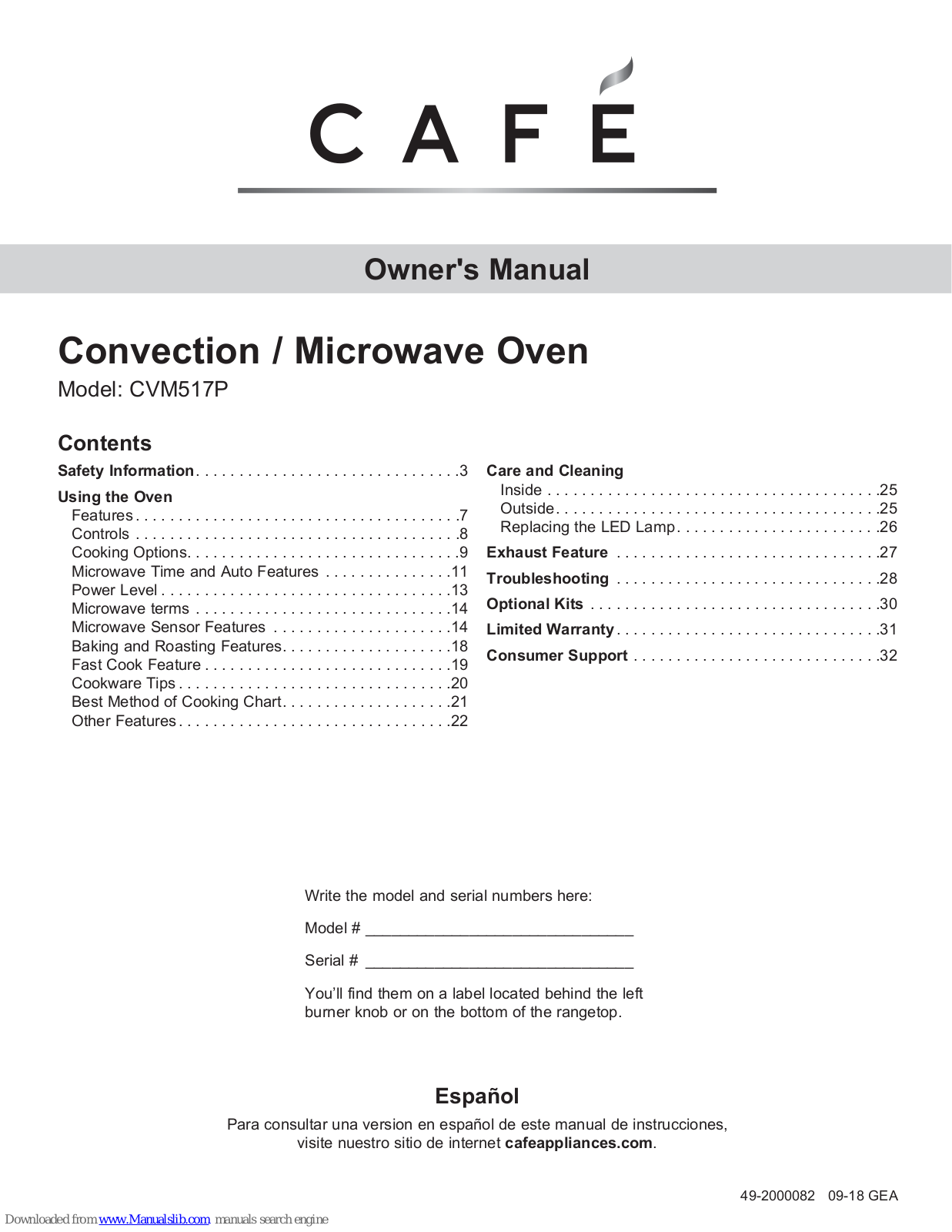 Cafe CVM517P Owner's Manual