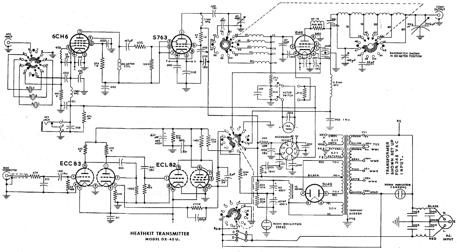 Heathkit DX-40U Schematic