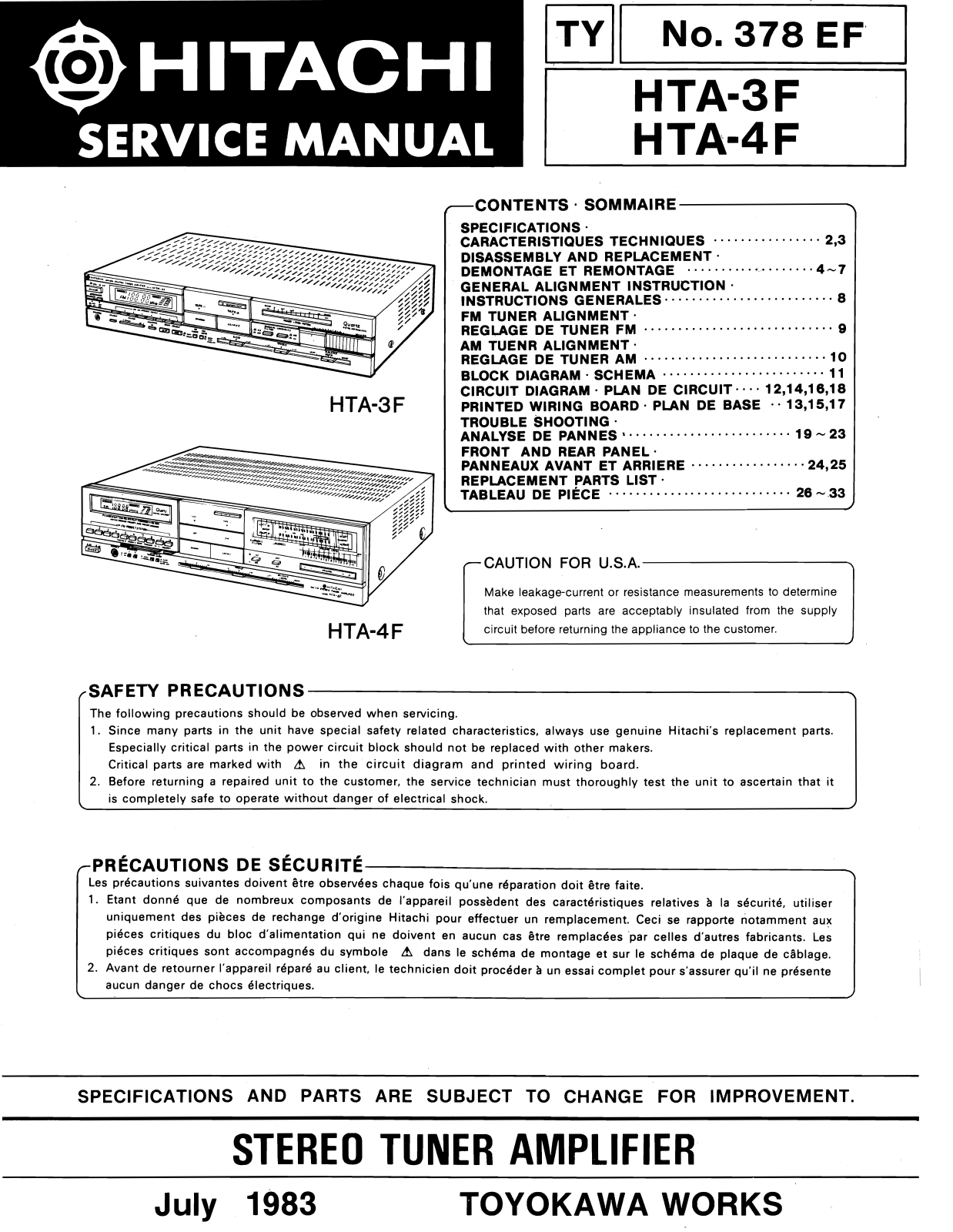 Hitachi HT-A4-F Service Manual