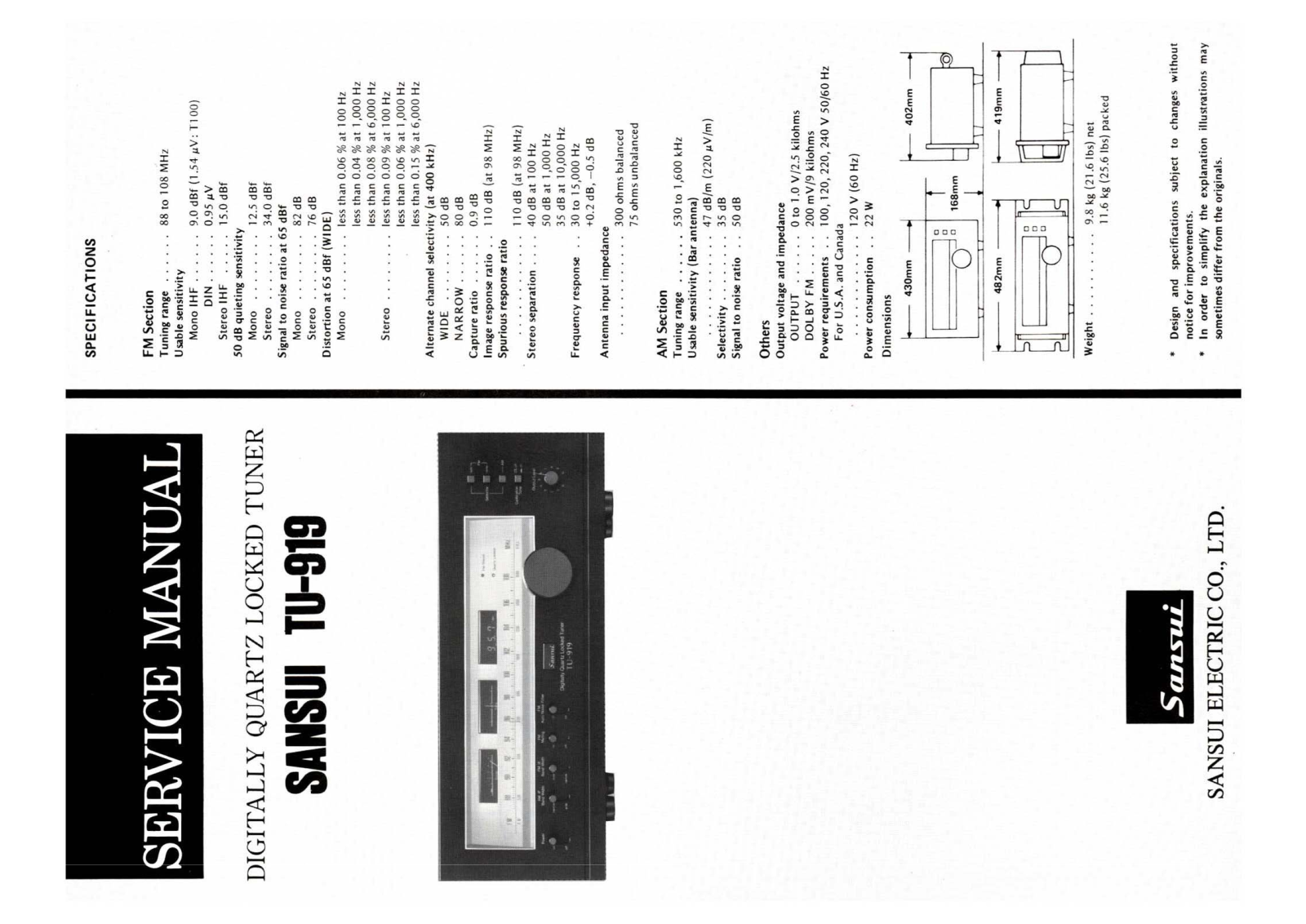 Sansui TU-919 Service Manual