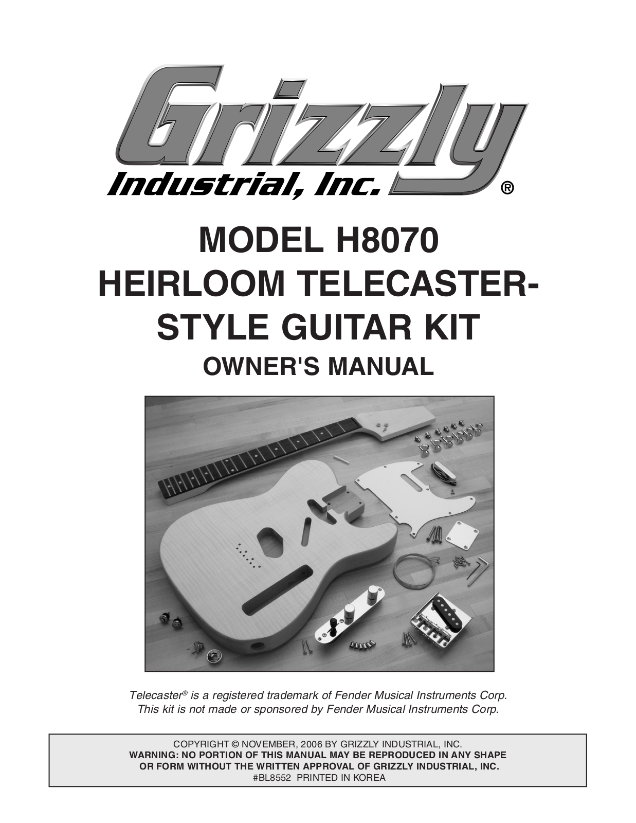 Grizzly H8070 User Manual