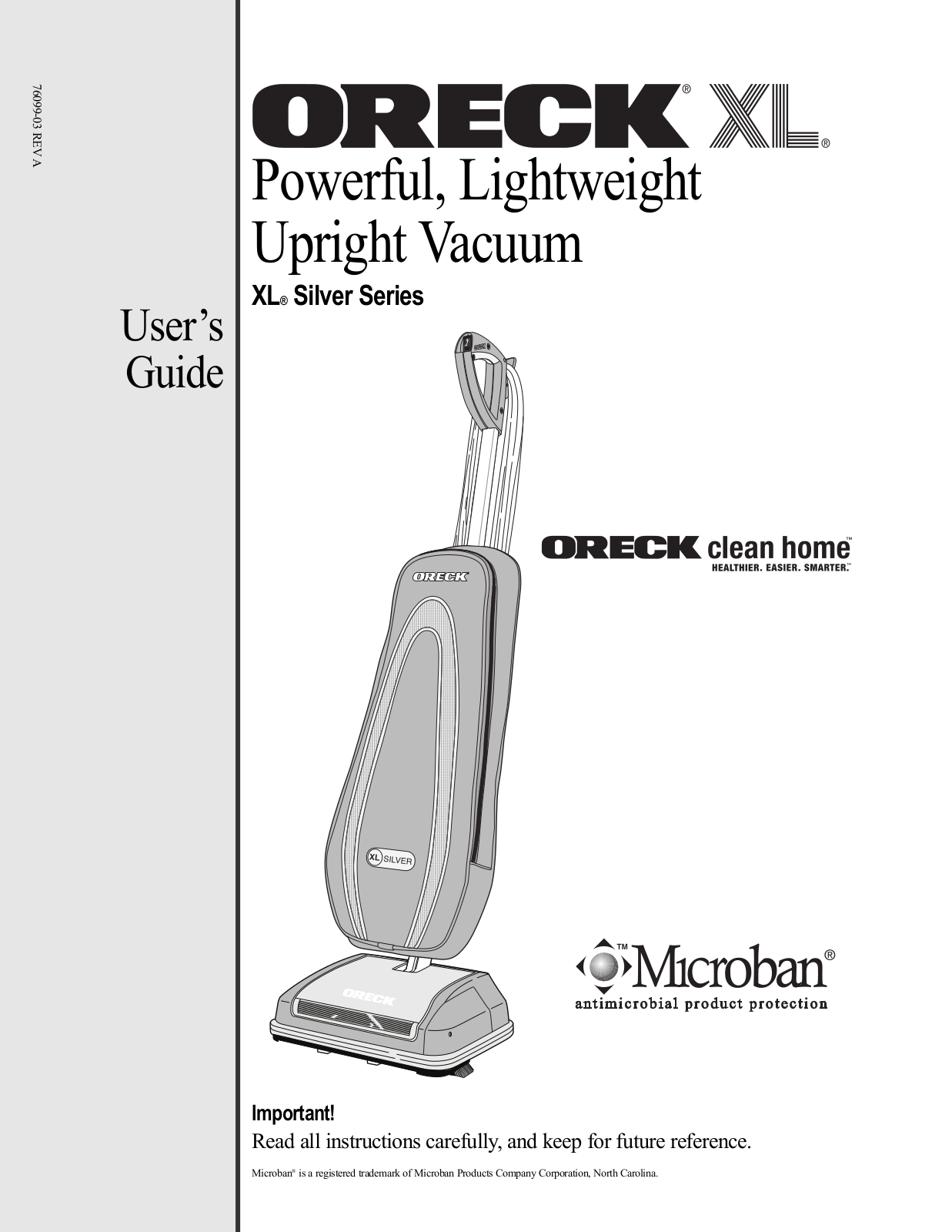 Oreck U4200 Owner's Manual