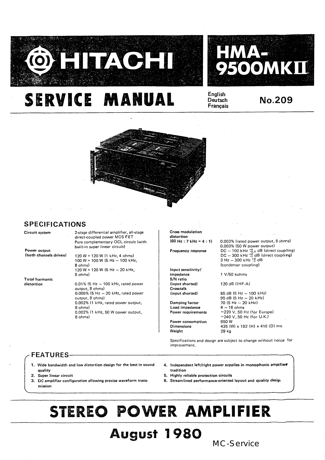 Hitachi HMA-9500-Mk2 Service Manual