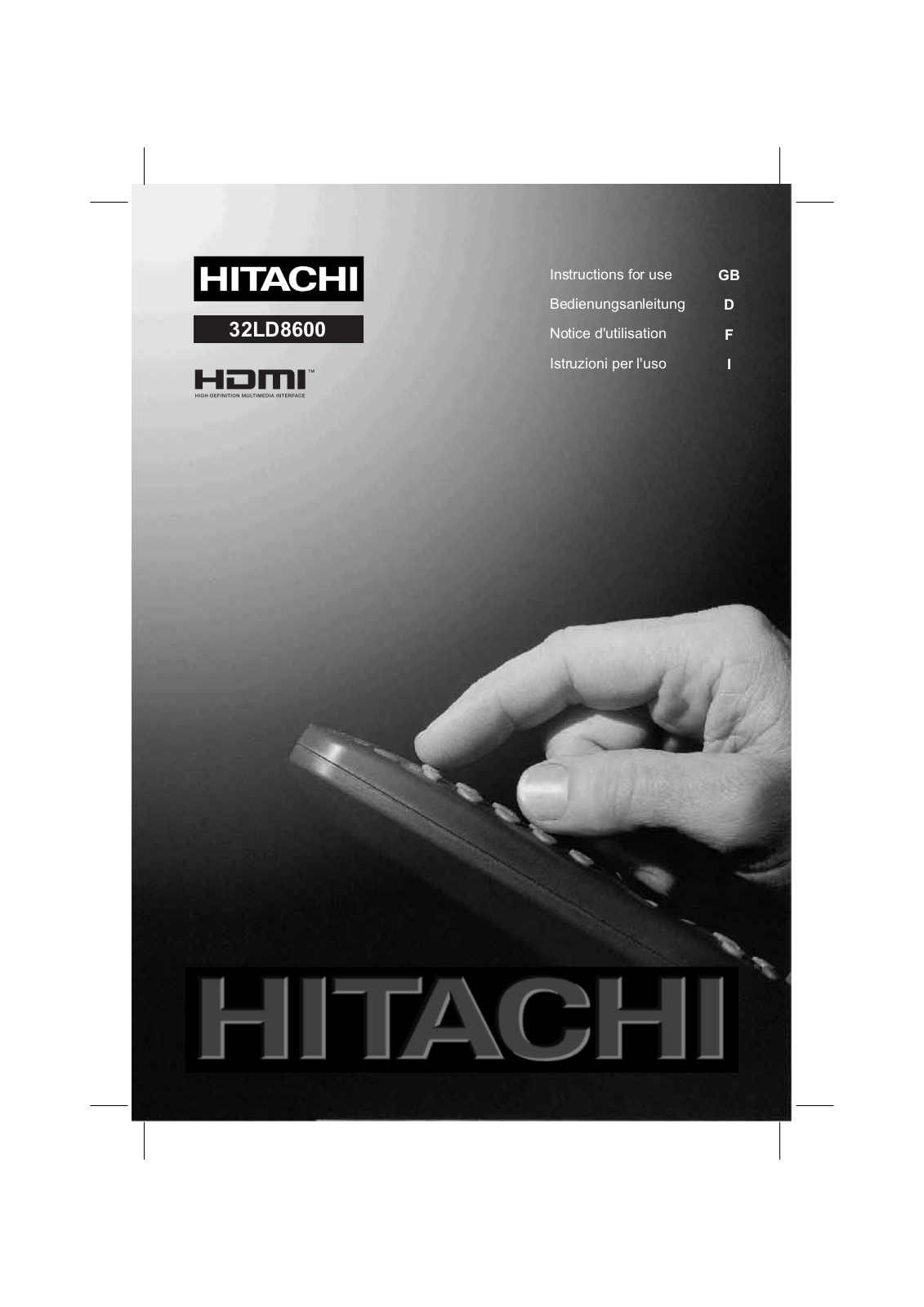 Hitachi 32LD8600 User Manual