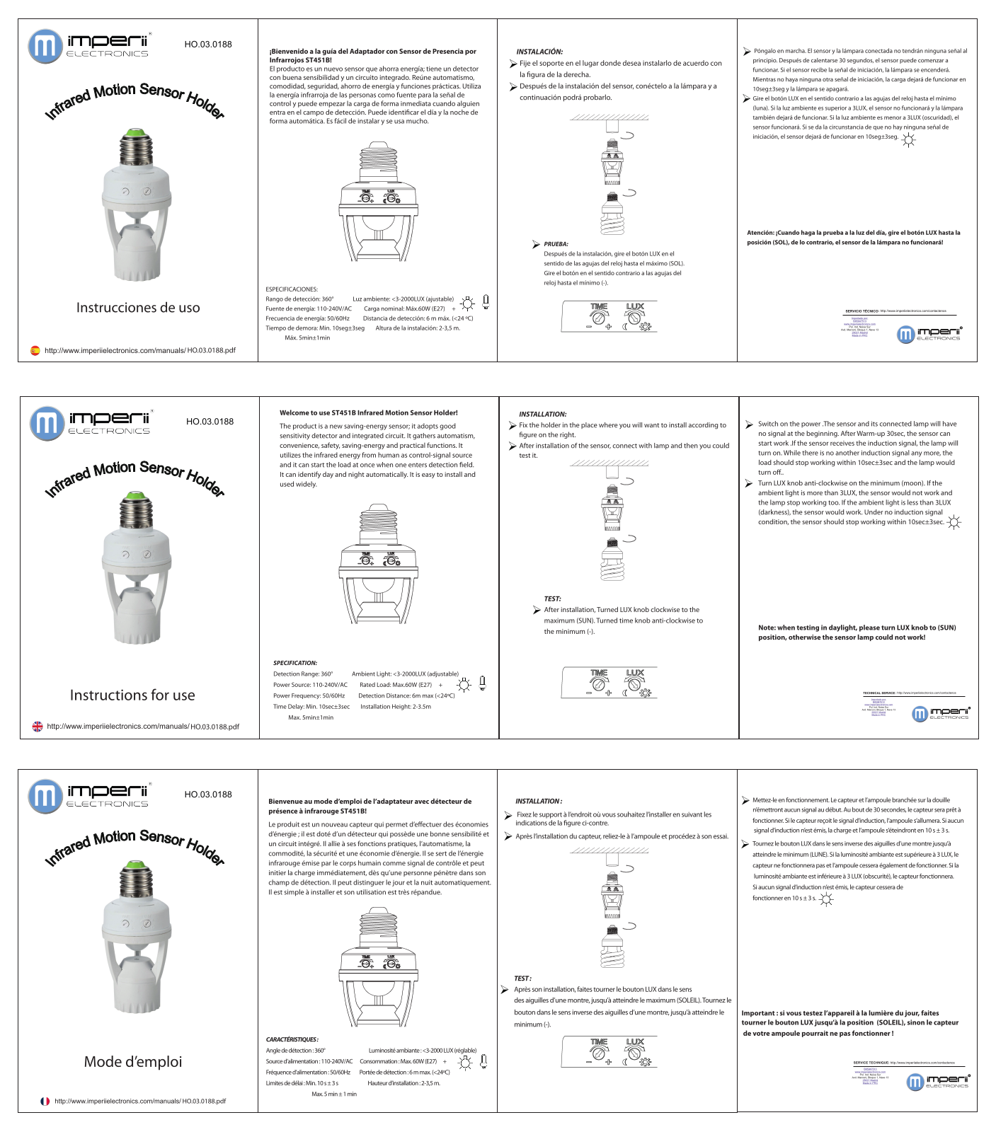 imperii electronics Infrared Motion Sensor Holder Instruction Manual