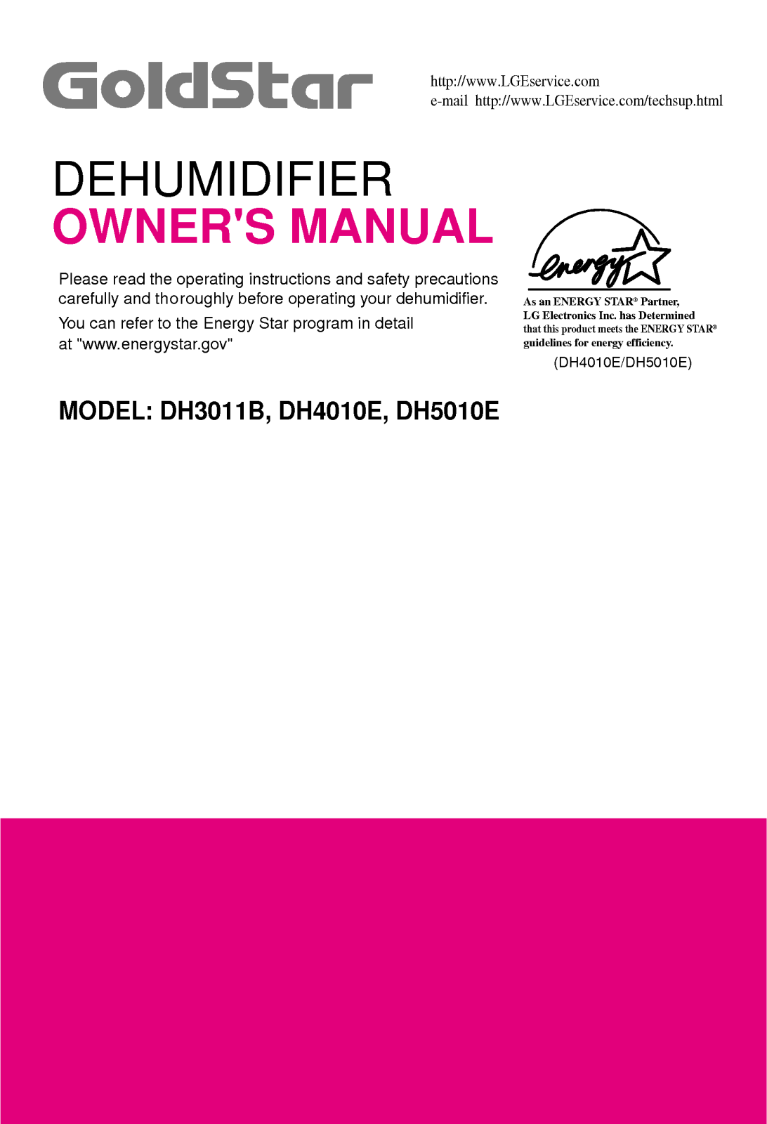 LG DH5010E, WD-5010, DH4010E User Manual