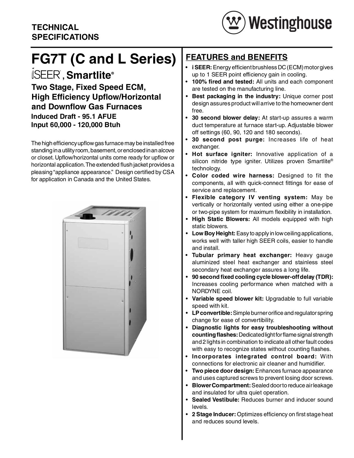 Westinghouse FG7TC, FG7TL Technical Literature