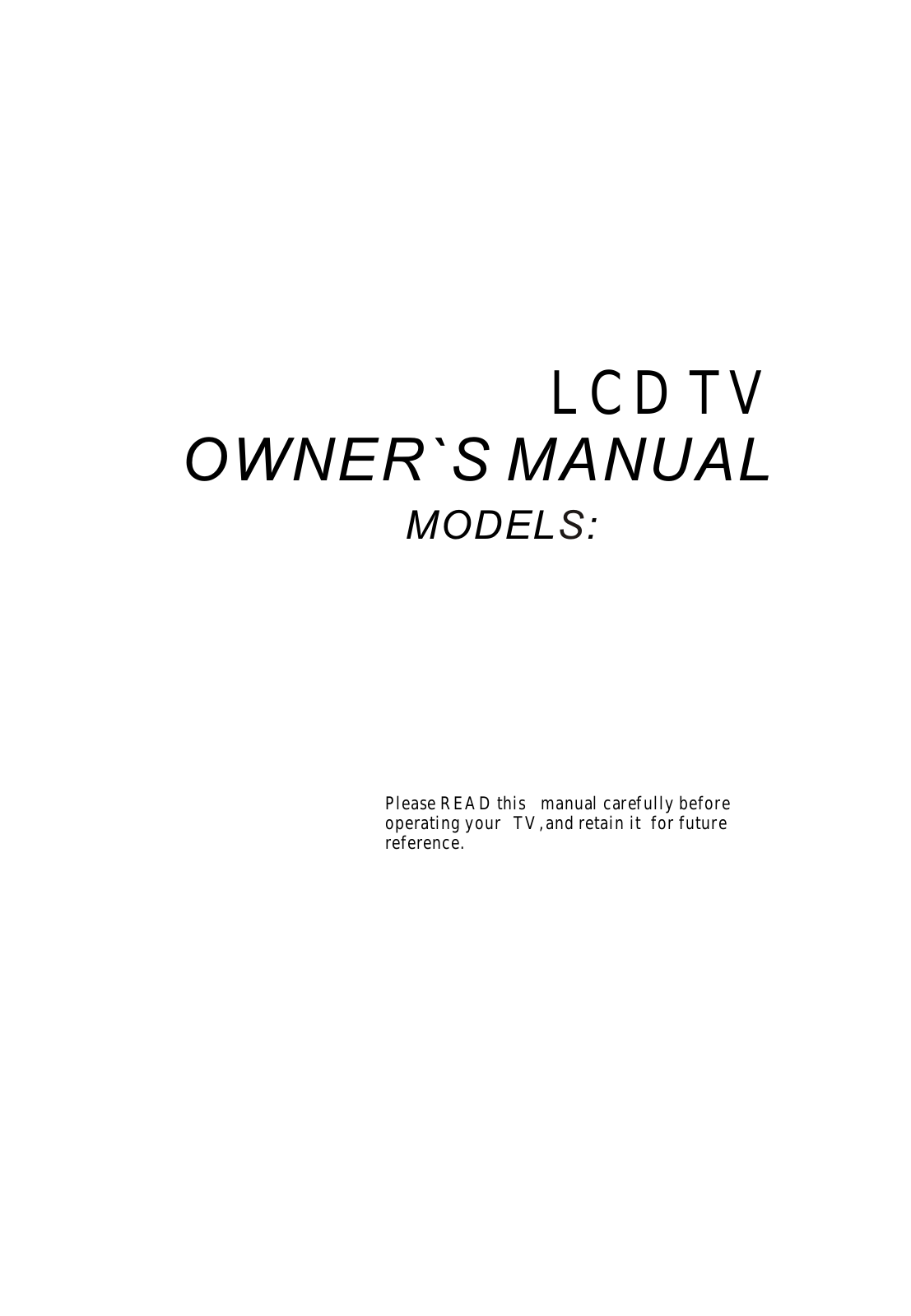 Haier L26V6-A8, L29V6-A1, L30CV6-A1 User Manual