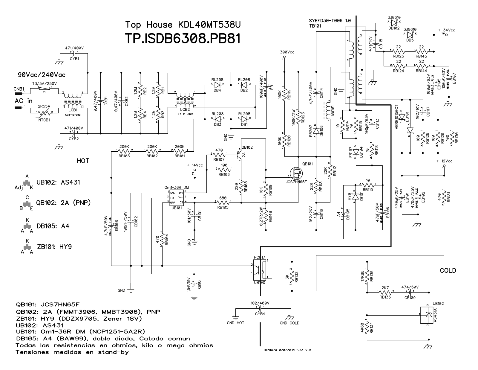 Top KDL40MT538U, TP.ISDB6308.PB81 Schematic