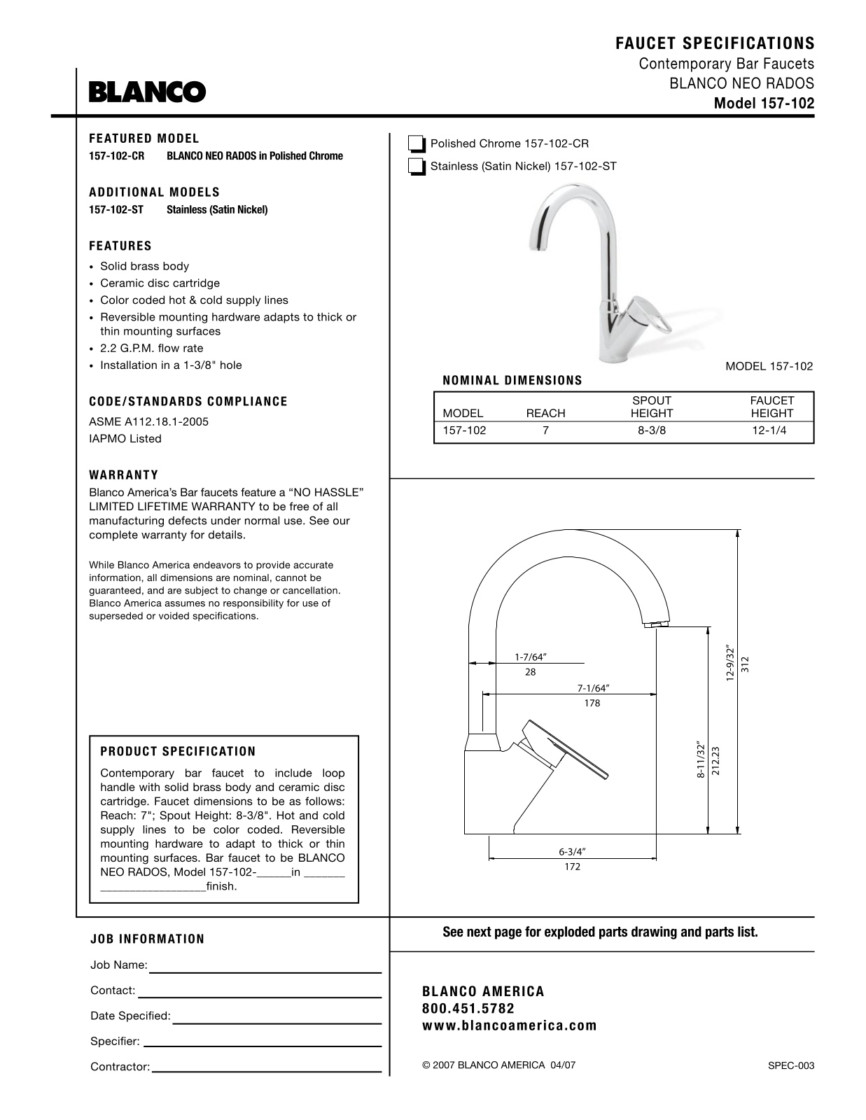 Blanco 157-102 User Manual