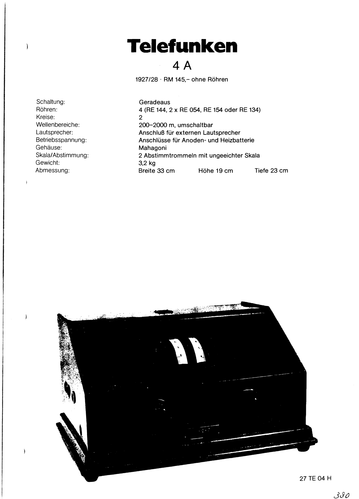 Telefunken 4A Schematic