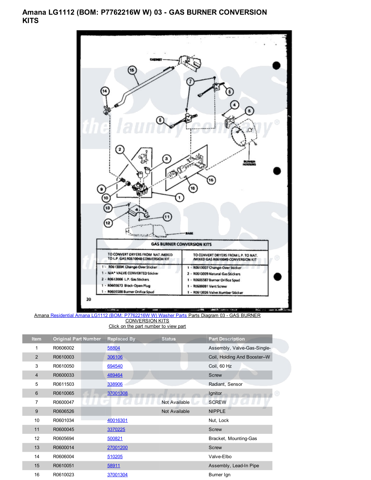 Amana LG1112 Parts Diagram