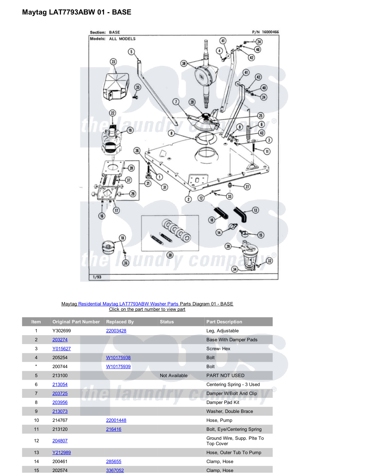 Maytag LAT7793ABW Parts Diagram