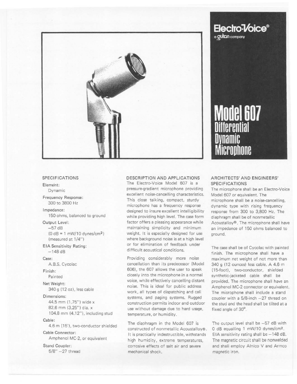 Electro-Voice 607 User Manual