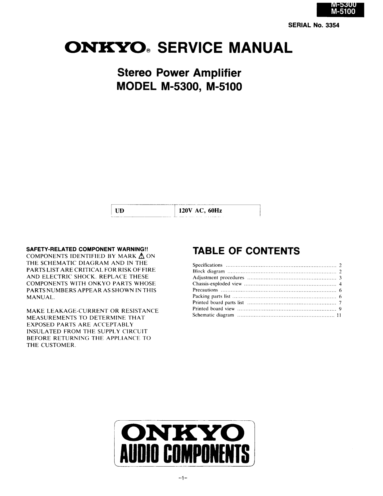 Onkyo M-5100, M-5300 Service manual