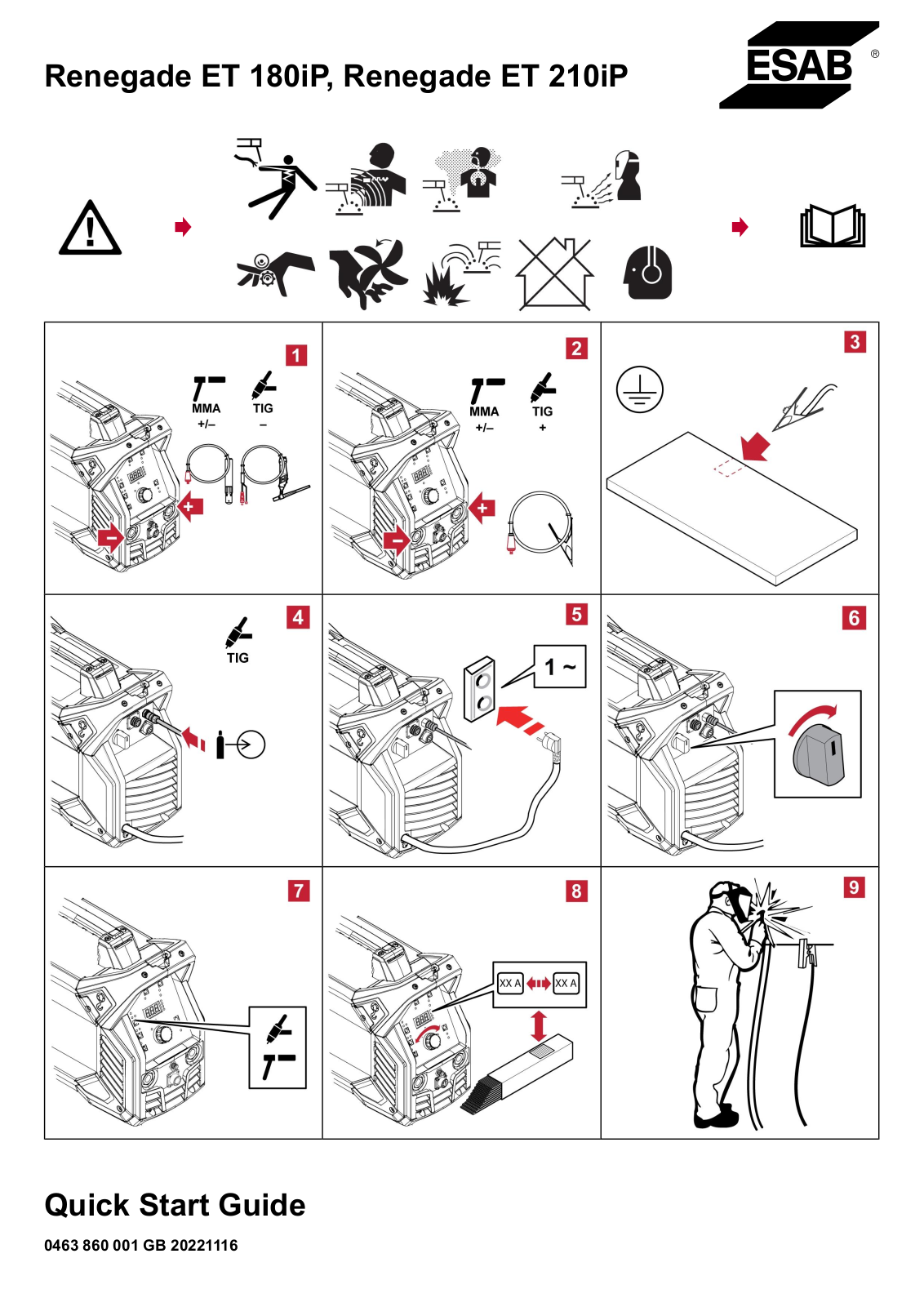 ESAB Renegade ET 180iP, Renegade ET 210iP Quick start guide - ManualMachine.com