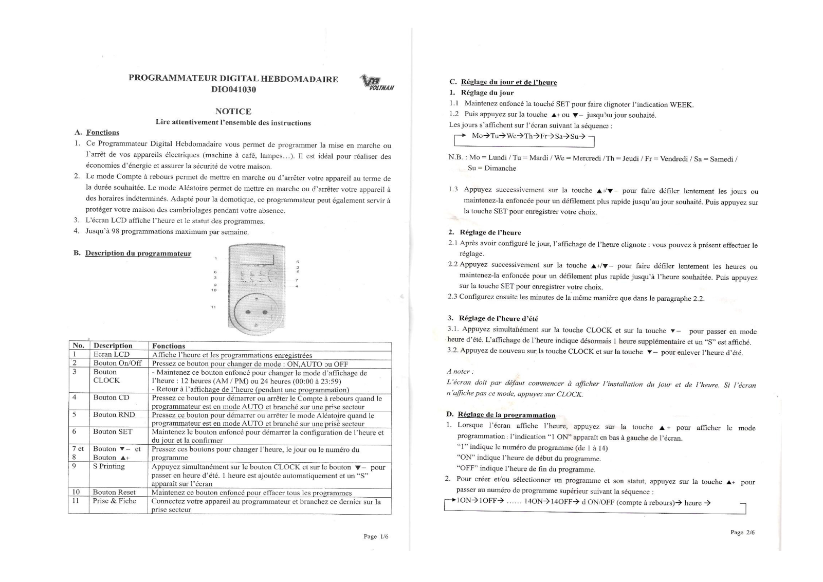 VOLTMAN DIO041030 User Manual