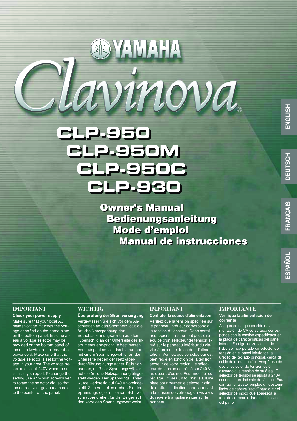 Yamaha CLP-950M, CLP-930, CLP-950, CLP-950C User Manual