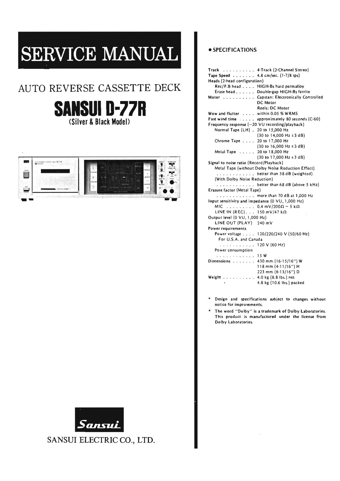 Sansui D-77-R Service Manual