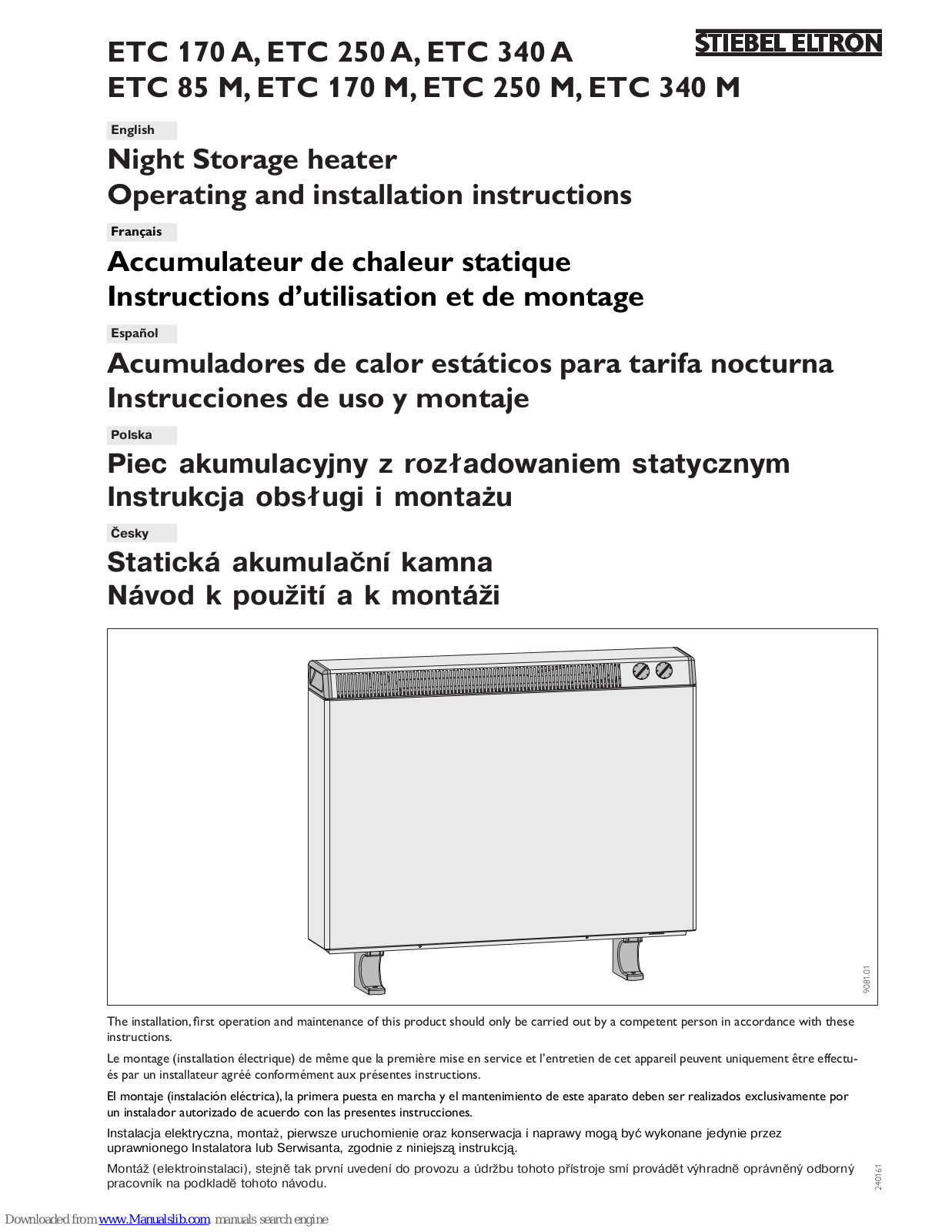 STIEBEL ELTRON ETC 170 A, ETC 340 A, ETC 85 M, ETC 170 M, ETC 250 M Operating And Installation Instructions