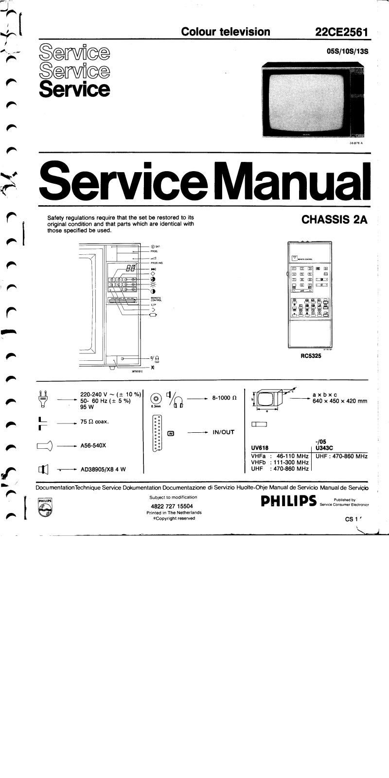 PHILIPS 22 CE 2561 Service Manual