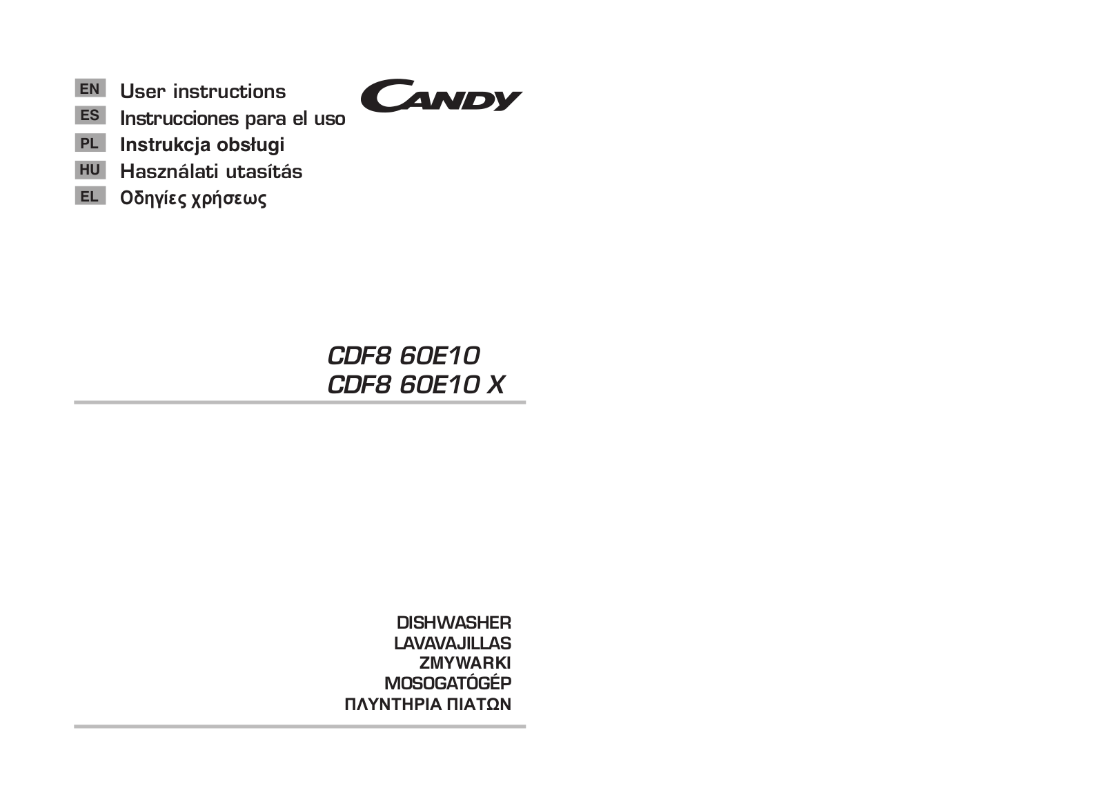 Candy CDF8 60E10X-S User Manual